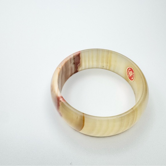 Vintage Mexico Natural Agate Quartz Mixed Color Bangle Bracelet Stamped - Picture 8 of 13